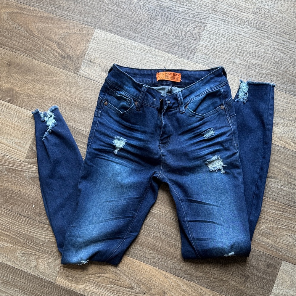 Wax Jean Midnight Blue Ripped Skinny Jeans